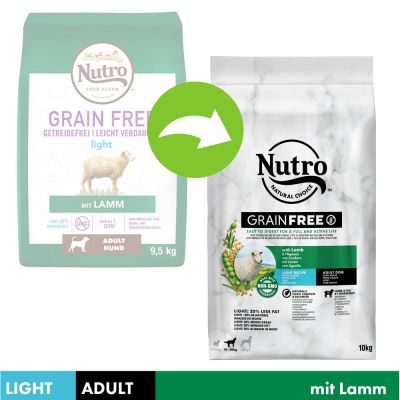 Nutro Hund Grain Free Adult Light s jahňacím mäsom - výhodné balenie: 2 x 10 kg
