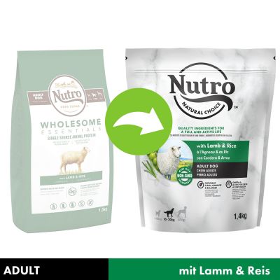 NUTRO Dog Adult 10-30 kg jahňacie s ryžou - výhodné balenie: 2 x 10 kg