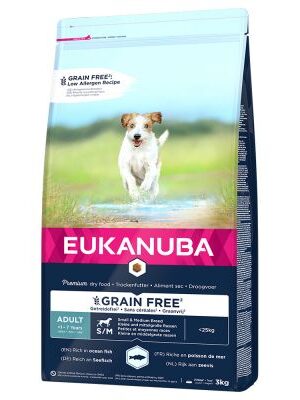 Eukanuba Grain Free Adult Small / Medium Breed Salmon - výhodné balenie: 2 x 12 kg