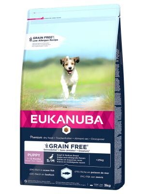 Eukanuba Grain Free Puppy Small / Medium Breed Salmon - výhodné balenie: 2 x 12 kg