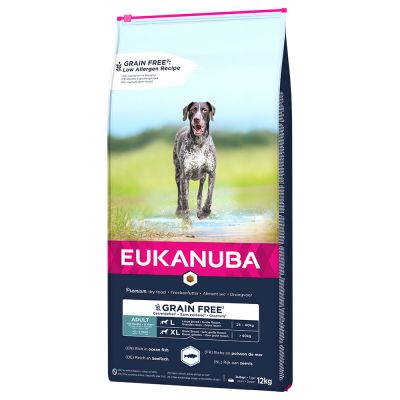 Eukanuba Grain Free Adult Large Dogs Salmon - výhodné balenie: 2 x 12 kg